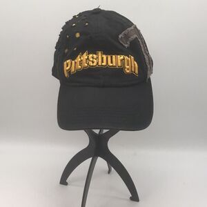 City Hunter Pittsburgh 7 Baseball Cap Black Gold Gray Spellout Strapback Hat